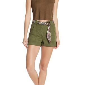 TOPSHOP Hanky Tie High Rise Green Short